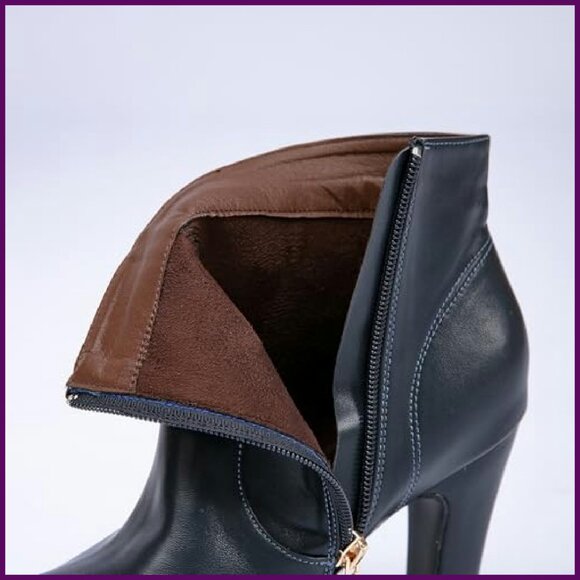 Women's Chunky Heel Ankle Boots Bow Decor Platform Side Zipper Dress Shoes - Picture 3 of 8